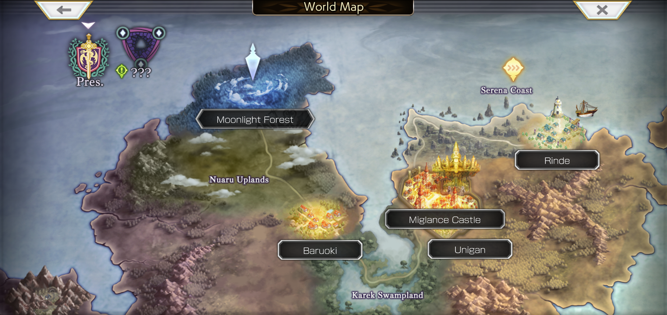 The world map for one of the eras within the game.