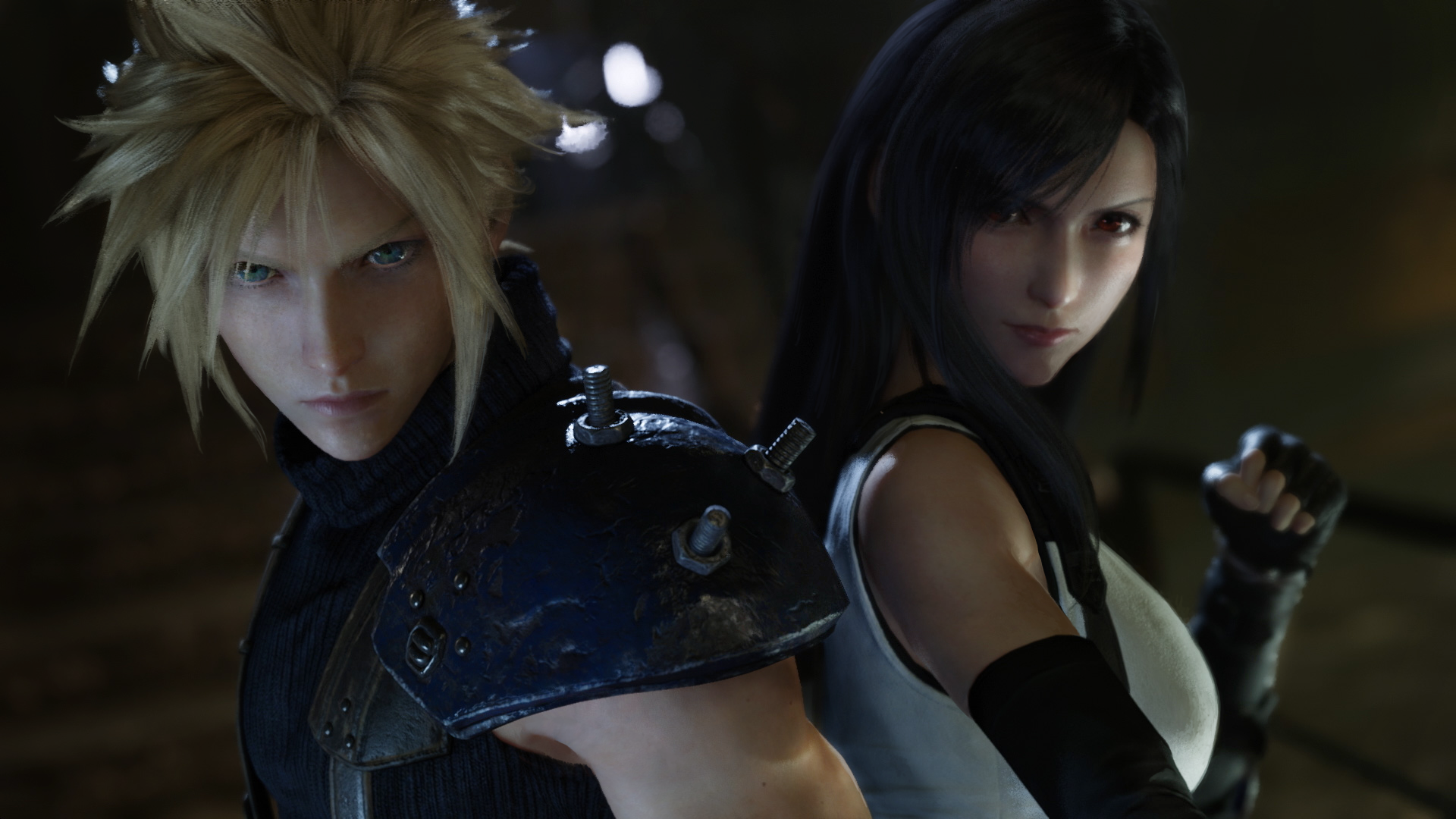 A picture of Cloud and Tifa from the game Final Fantasy 7 Remake.